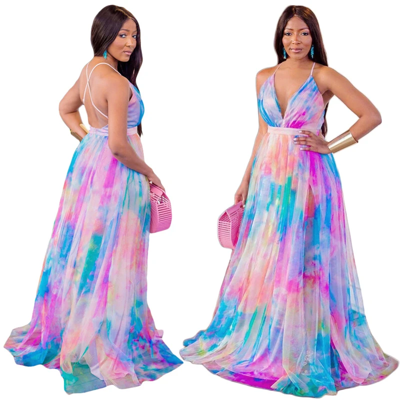 summer 2023 plus size beach boho style women backless chiffon long dress women summer 2023 casual maxi dress for outdoor party