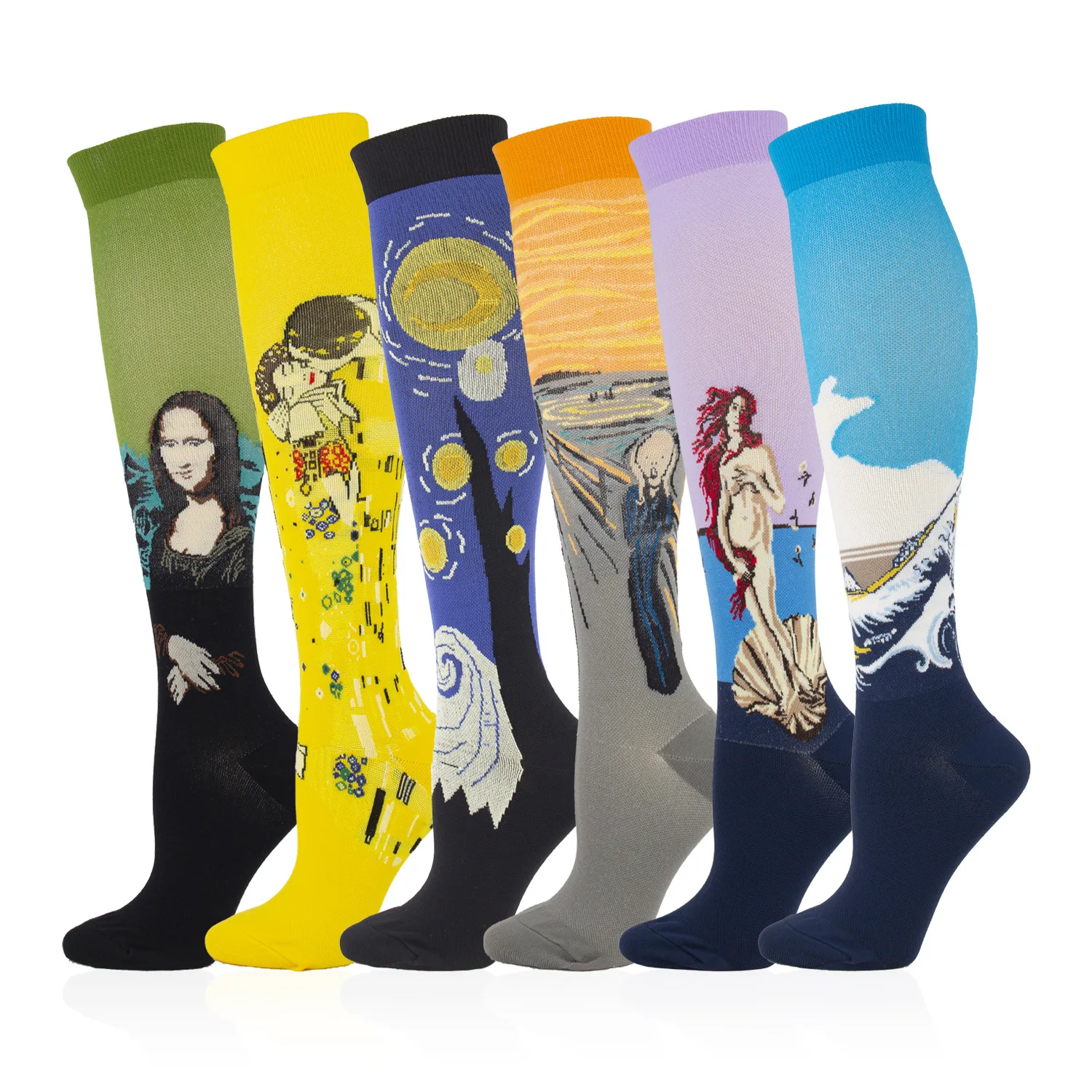 Winter Autumn Cotton Men Women Socks Art Renaissance Mona Lisa Oil Painting Thigh High Socks