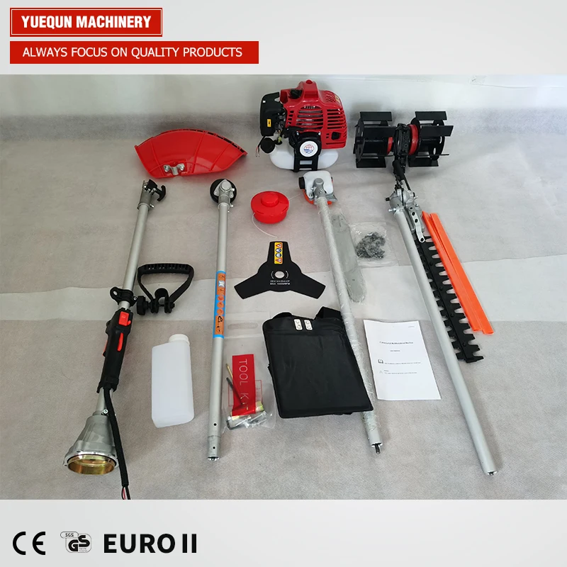 4 in 1 multifunctional brush cutter with hole chain saw,blade, hedge trimmer and trimmer head for trimmer line