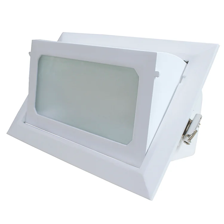 Aluminum Rectangular Trimless Recessed LED Downlight 30W 40W 50W Adjustable Dimmable Shop Downlight