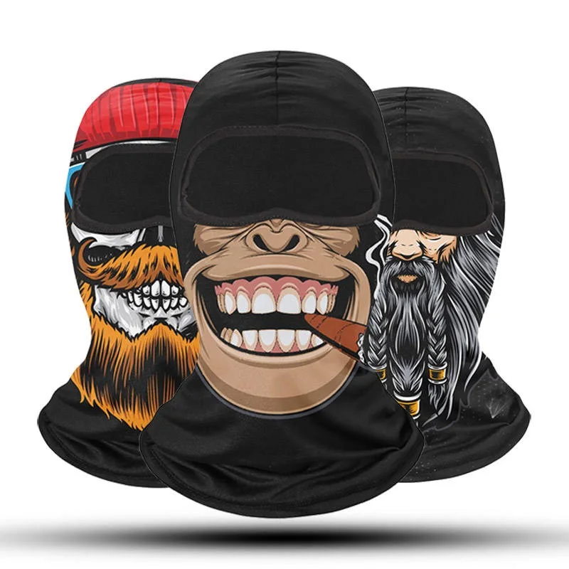 Hot Sale Fashion Cosplay 3D Print Full Face Masks Kagoul Moto Funny Ski Mask One Hole Custom Logo Unisex Balaclava