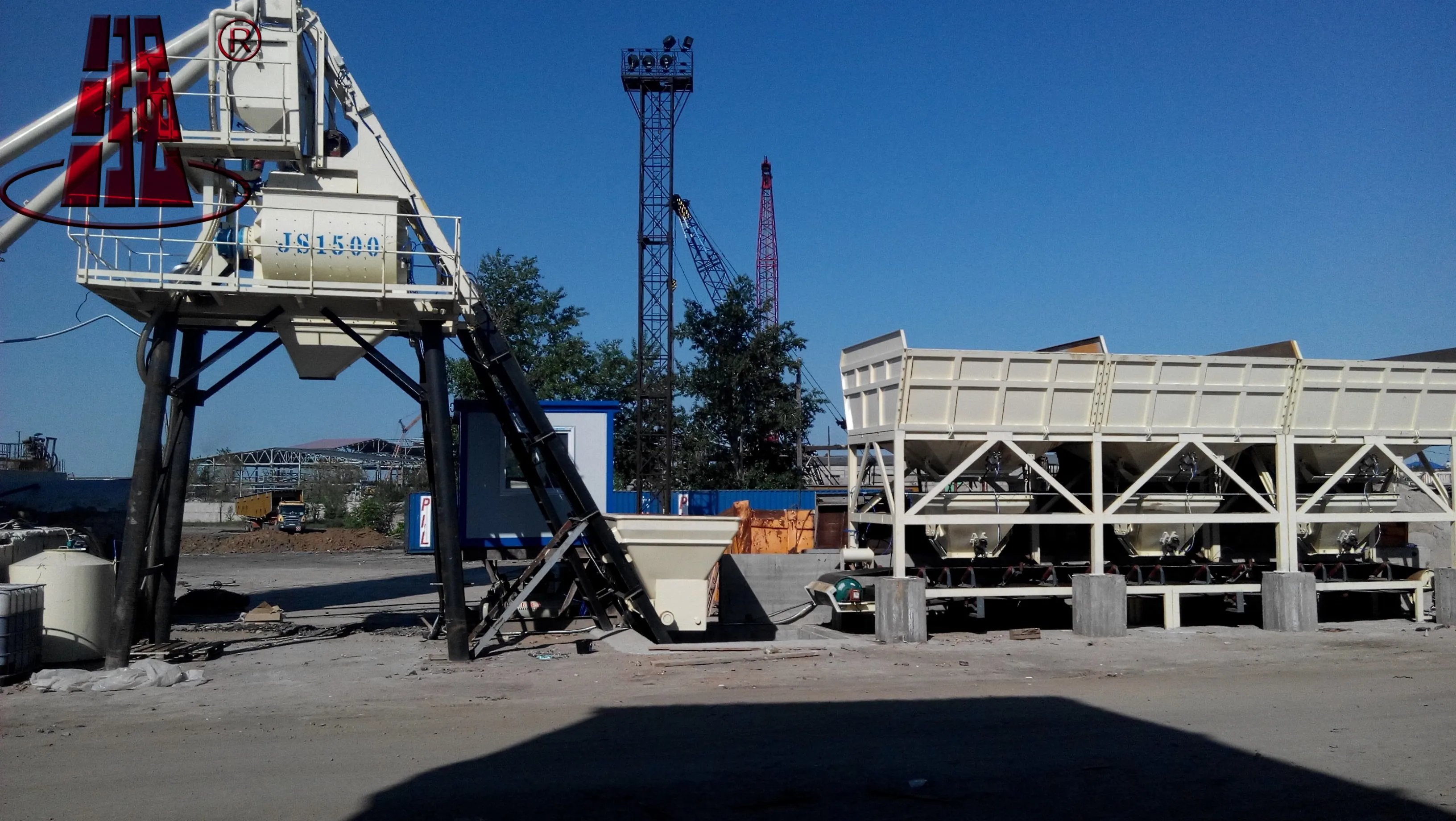 75m3 Cement hopper Stationary Concrete Batch Plant with JS1500 Concrete mixer machine Concrete Mixing Plant Factory Outlet