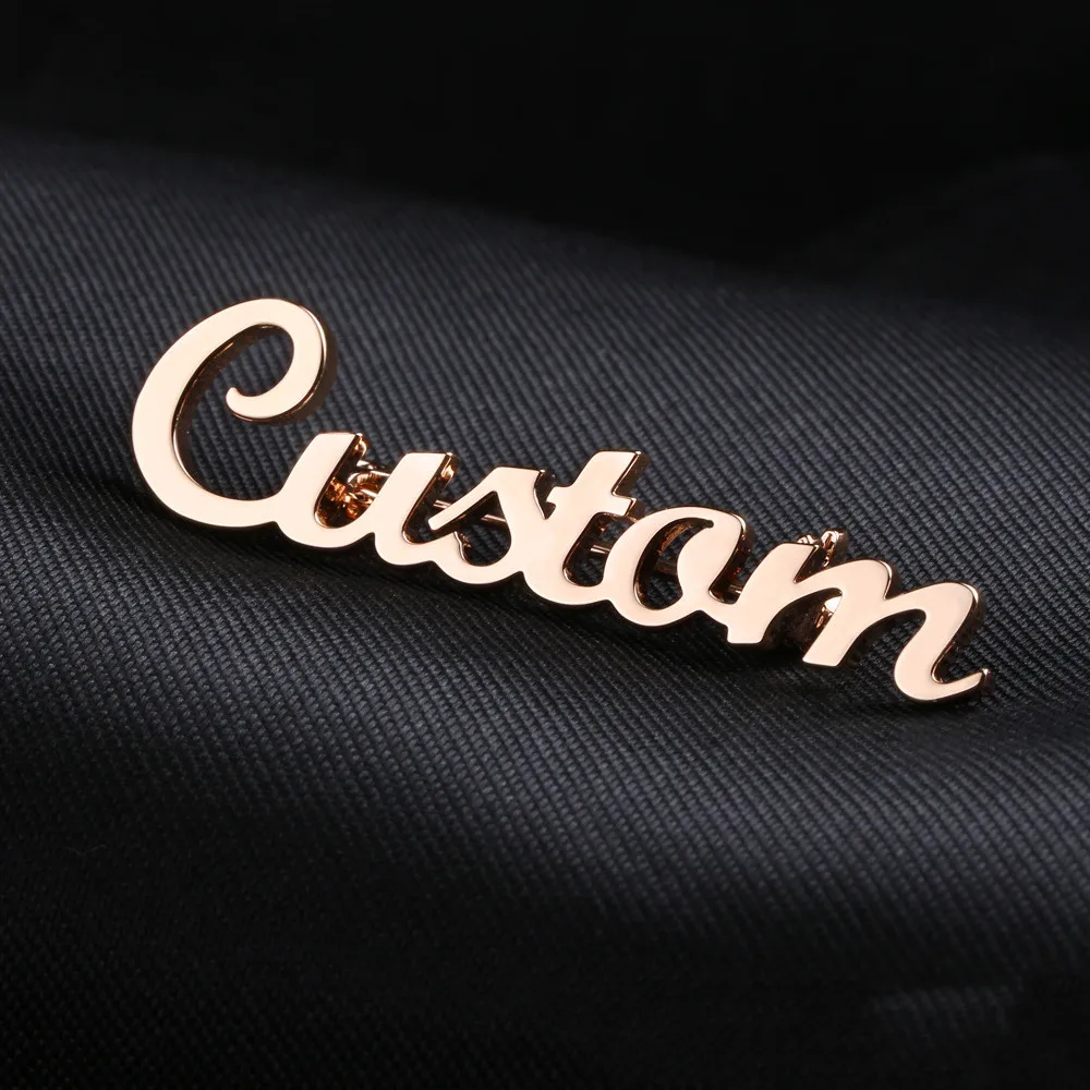 High quality custom name plate hollow metal badge tags lapel pin badges brooch designing enamel pin name