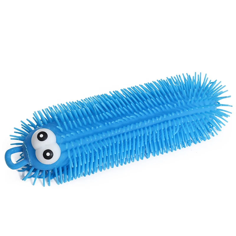 Hot selling popular  purple blue TPR inflatable decompression caterpillar pressure release  Pinch inflatable anti stress toys
