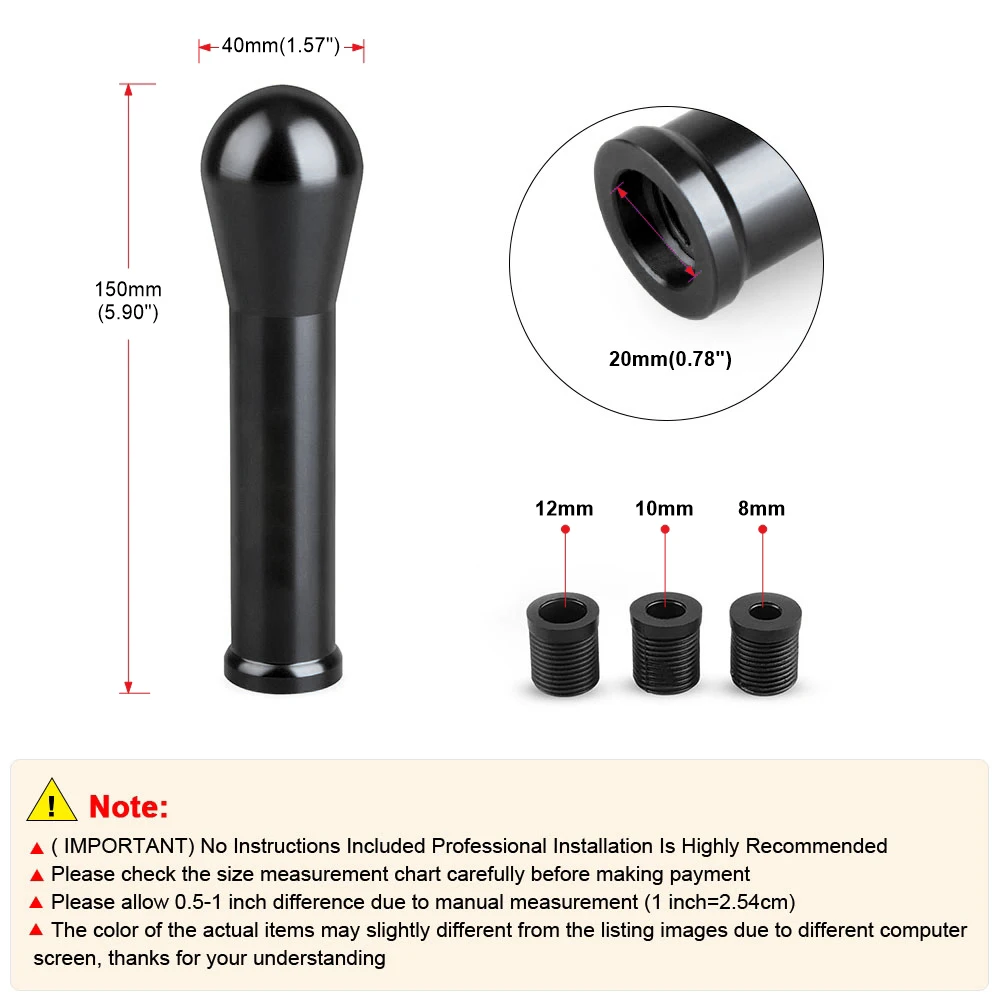 Racing 150mm Truck Gear Shift Knob Universal Car Manual Transmission Aluminum Shifter Lever Knob With Three Adapters No Logo