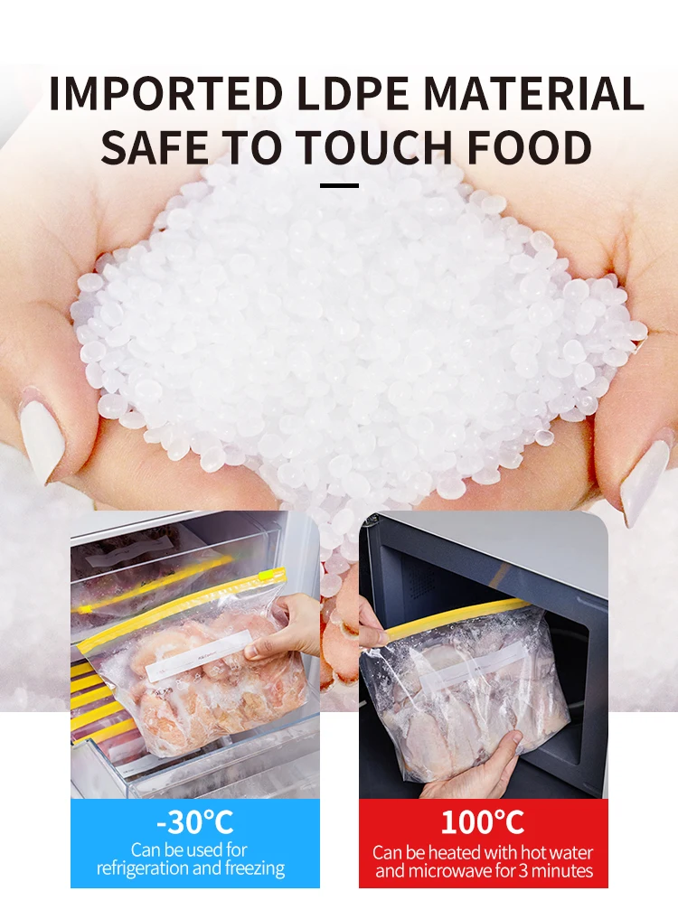 AIUDO Direct Factory Transparent LDPE Plastic Zipper Sealed Frozen Storage Clear Ziplock Custom Food Grade Packaging Slider Bag