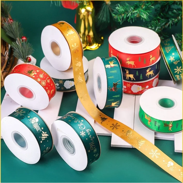christmas ribbon custom printed new style xmas ribbon for decorating for sale