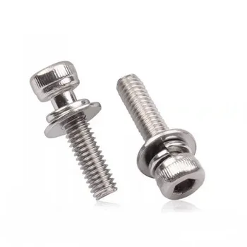 
M6 x 8mm Steel Nickel Plating Cross Recessed Flat Head Screw Hex Head SEMS Screw 