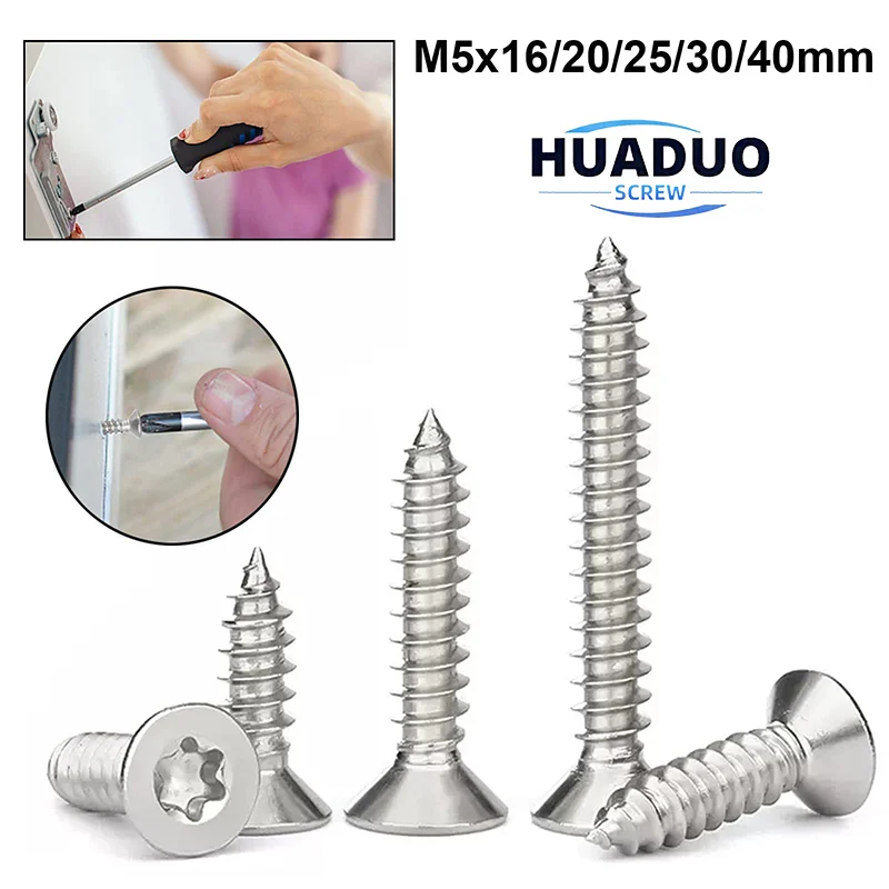 Custom Screws Bolts Manufacturer #6 #8  #10 Torx Flat Countersunk Head Pointed Tail Wood Self Tapping Torx Screws