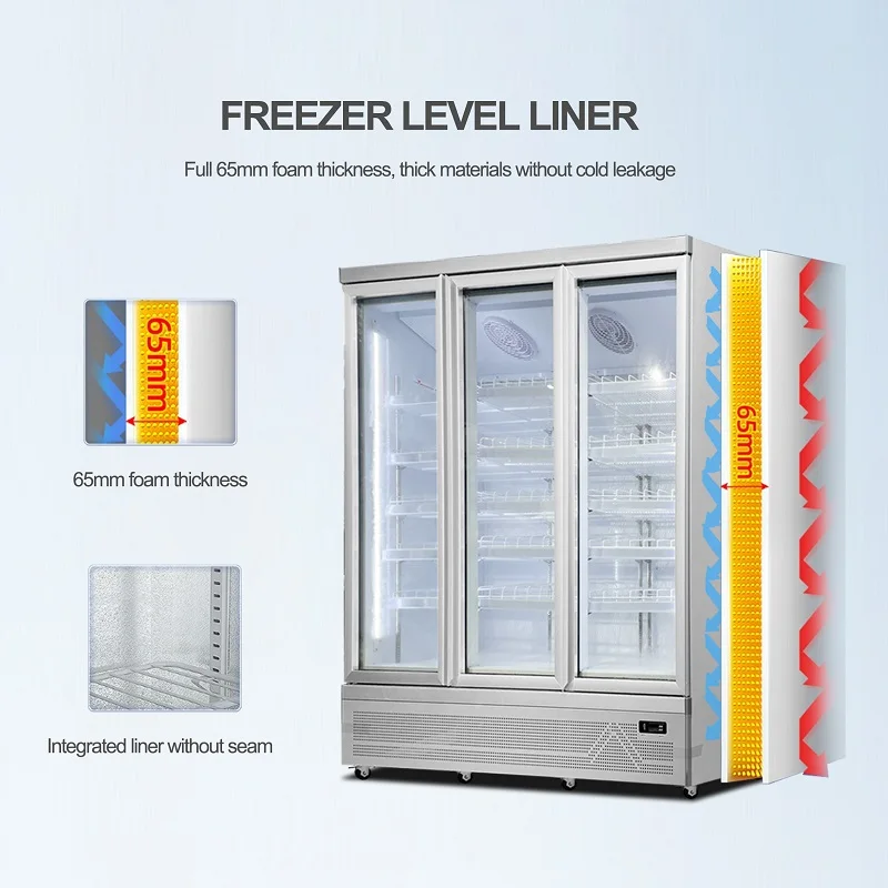 Energy Drink Beverage Beer Refrigerator Display Fridge Cooler Cabinet Commercial Glass Display Showcase