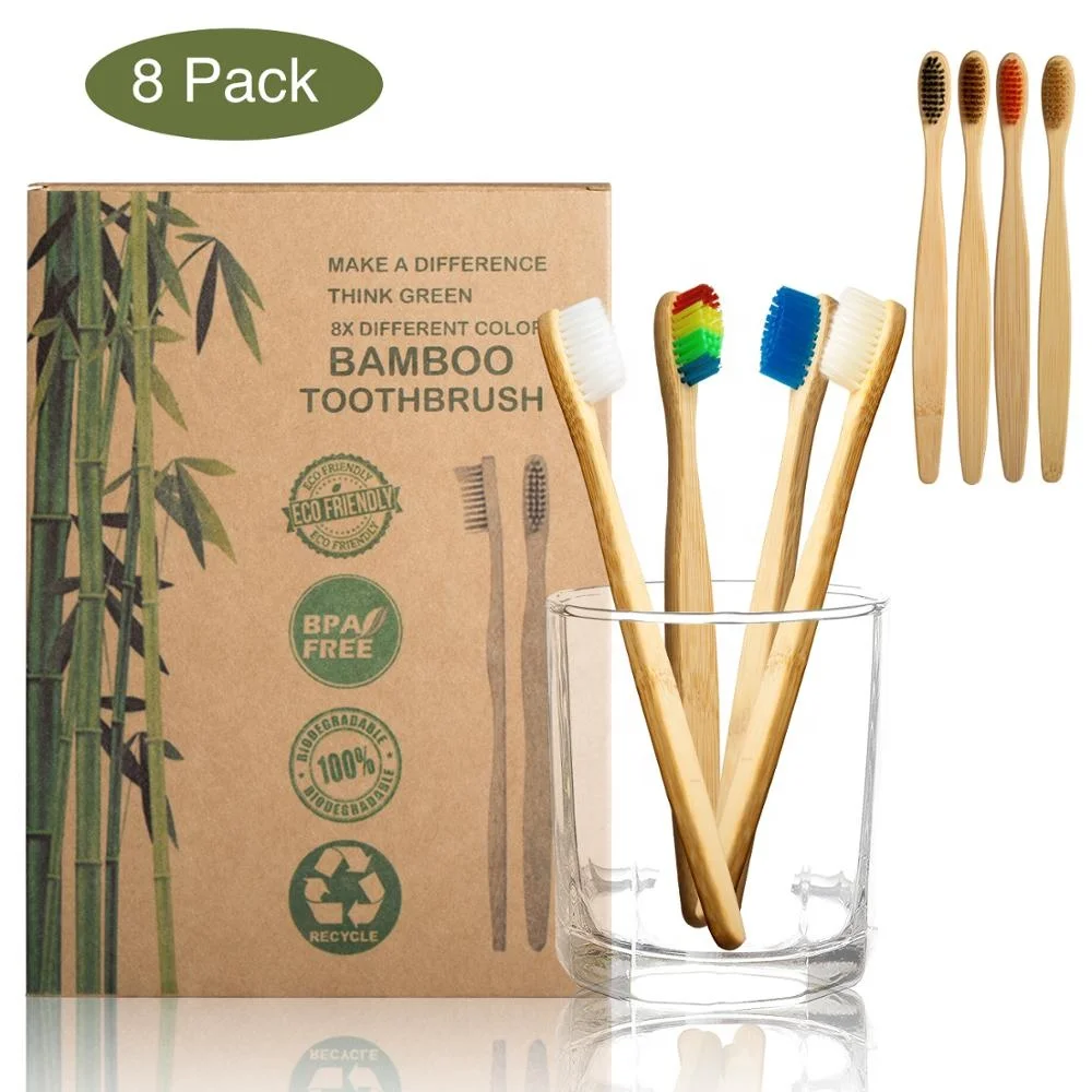 
Manufacturer OEM Toothbrush Bamboo 8 Pack for Family Dental Tooth Brush Biodegradable Bamboo Toothbrush 