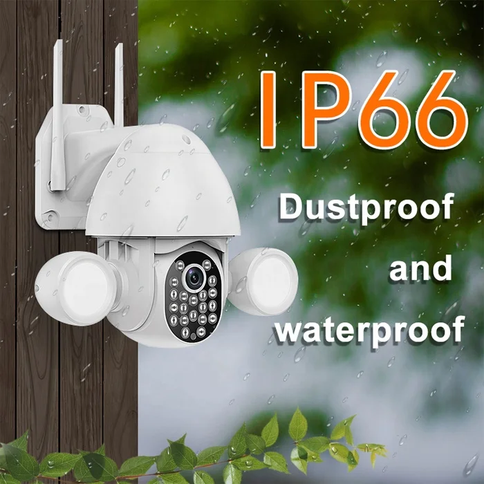 Factory Direct Supply Waterproof IP66 Tuya 5MP Auto Tracking Outdoor Floodlight Garden Light PTZ Wifi Camera