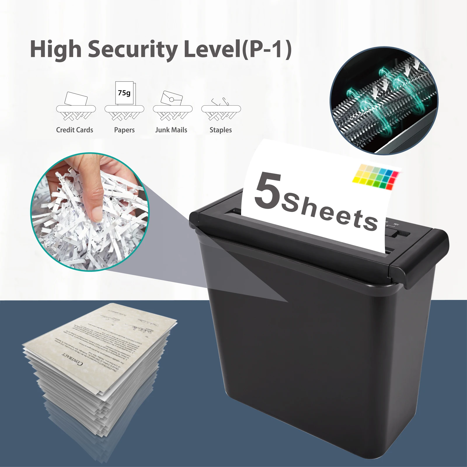 CS522S 10L Small Strip Cut Paper Shredder With Easy Lift-off Head For Personal Office Use