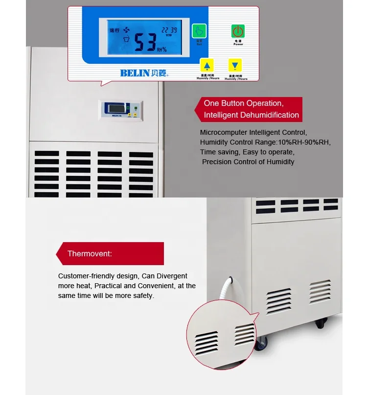 
168L per day High Dehumidifying Capacity Low Noise Industrial Dehumidifier for sale in China 