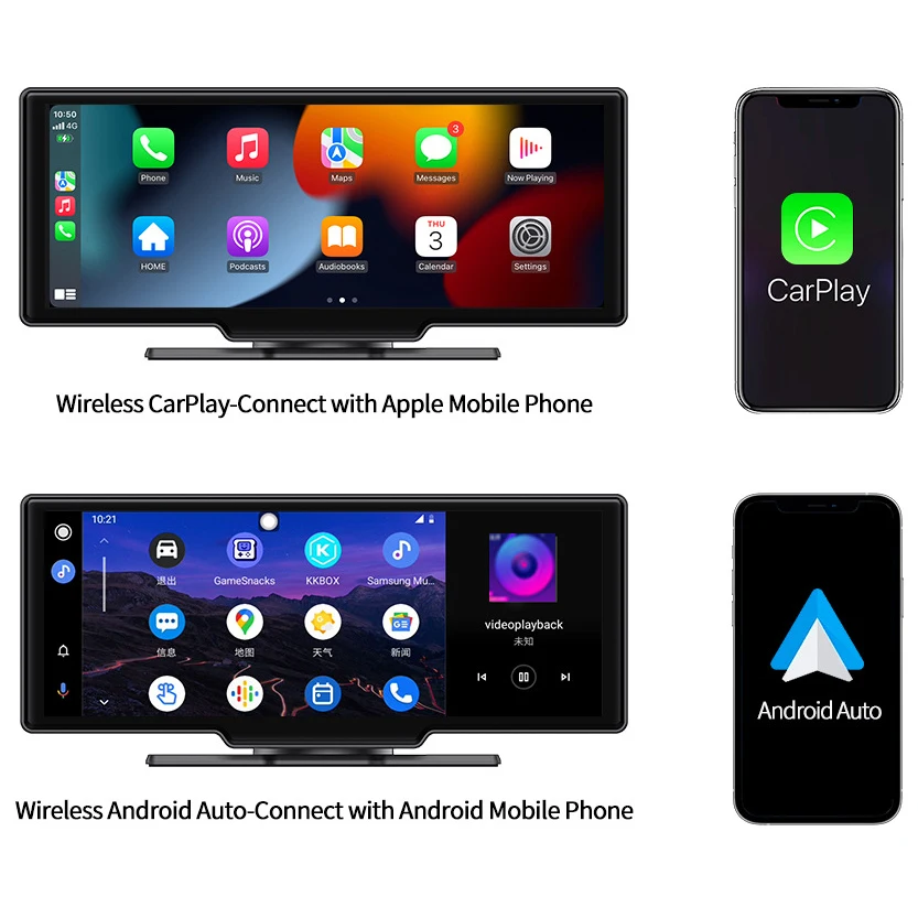 Universal Portable 10.26 Inch Car Stereo Carplay Android Auto Car Stereo DVD Degree Rotation Player Car Radio