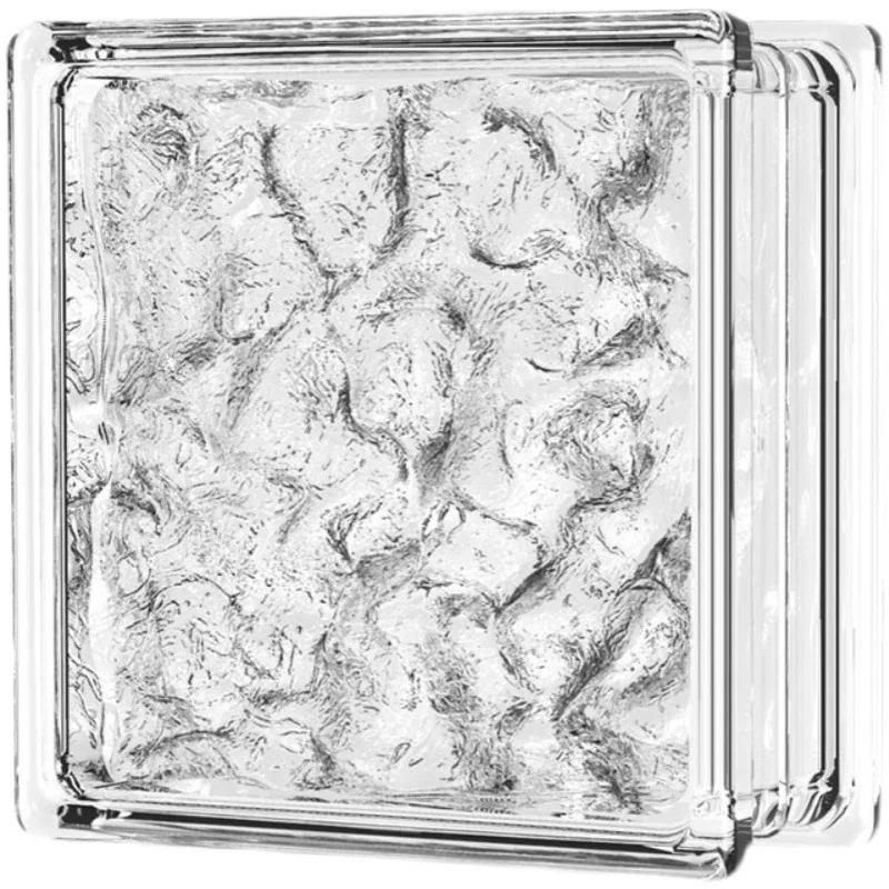 Ultra-white transparent square hollow glass brick crystal brick bathroom partition colored glass brick background wall