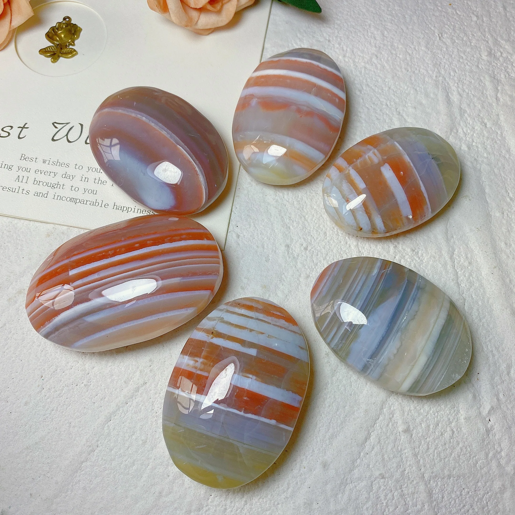 Wholesale Natural High Quality Crystal Crafts Stone Botswana Palm Of Loose Gemstone