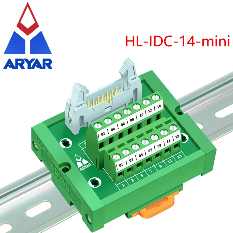 IDC14 Mini male terminal block breakout board  connector PLC relay adapter DIN Rail Mounting Breakout board