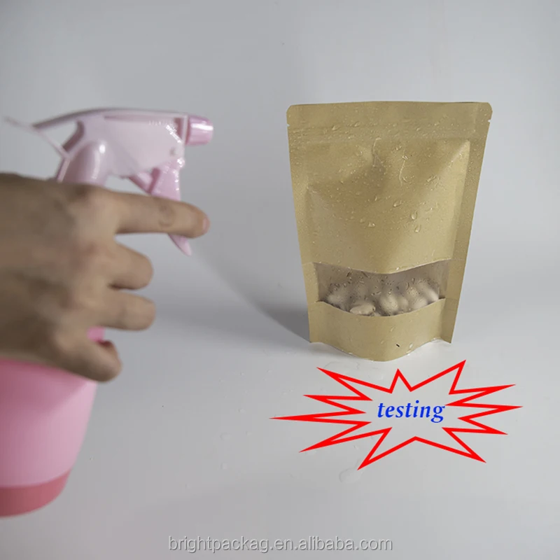 Оптовая продажа биоразлагаемые пакеты из коричневой крафт-бумаги на молнии для упаковки сушеных продуктов стоячие в наличии