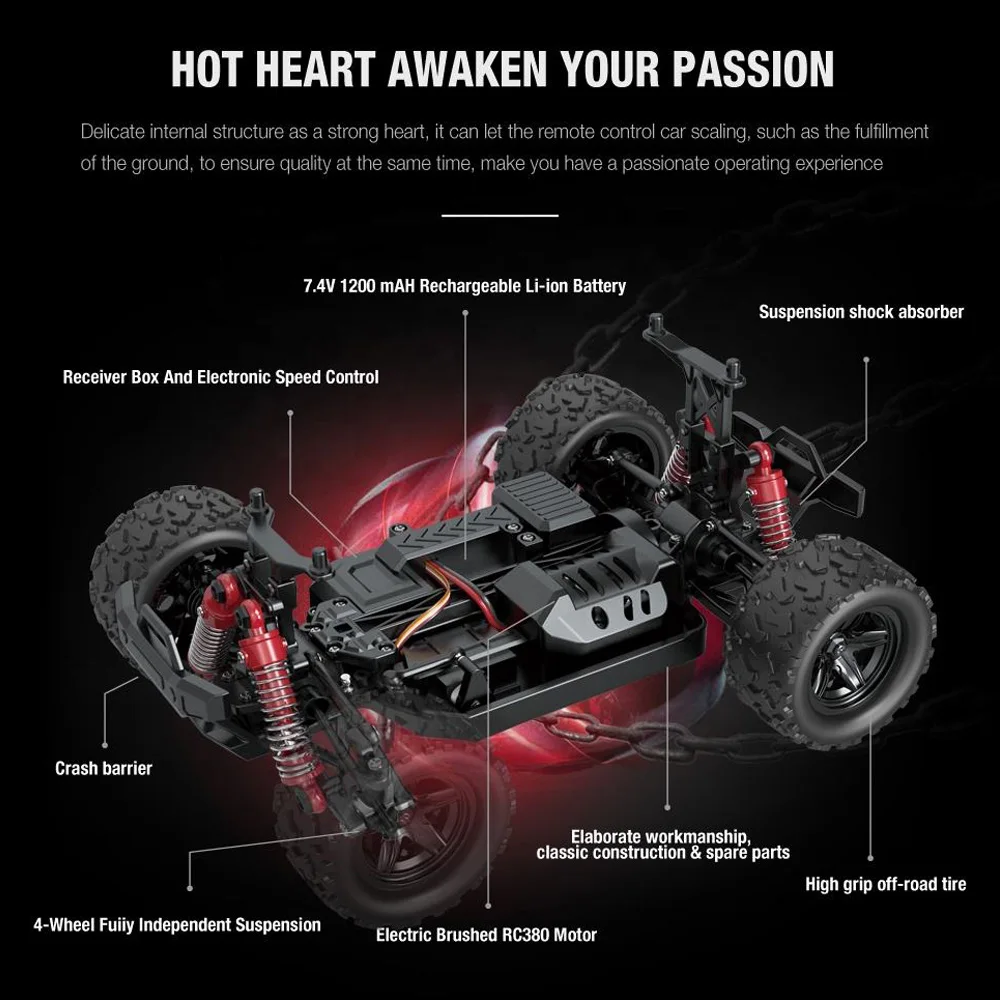 HS18321 2.4GHz 1/18 4WD Remote Control Off-Road RC Truck 4x4 High Speed 36KM/H Electric Speed Control RC Car