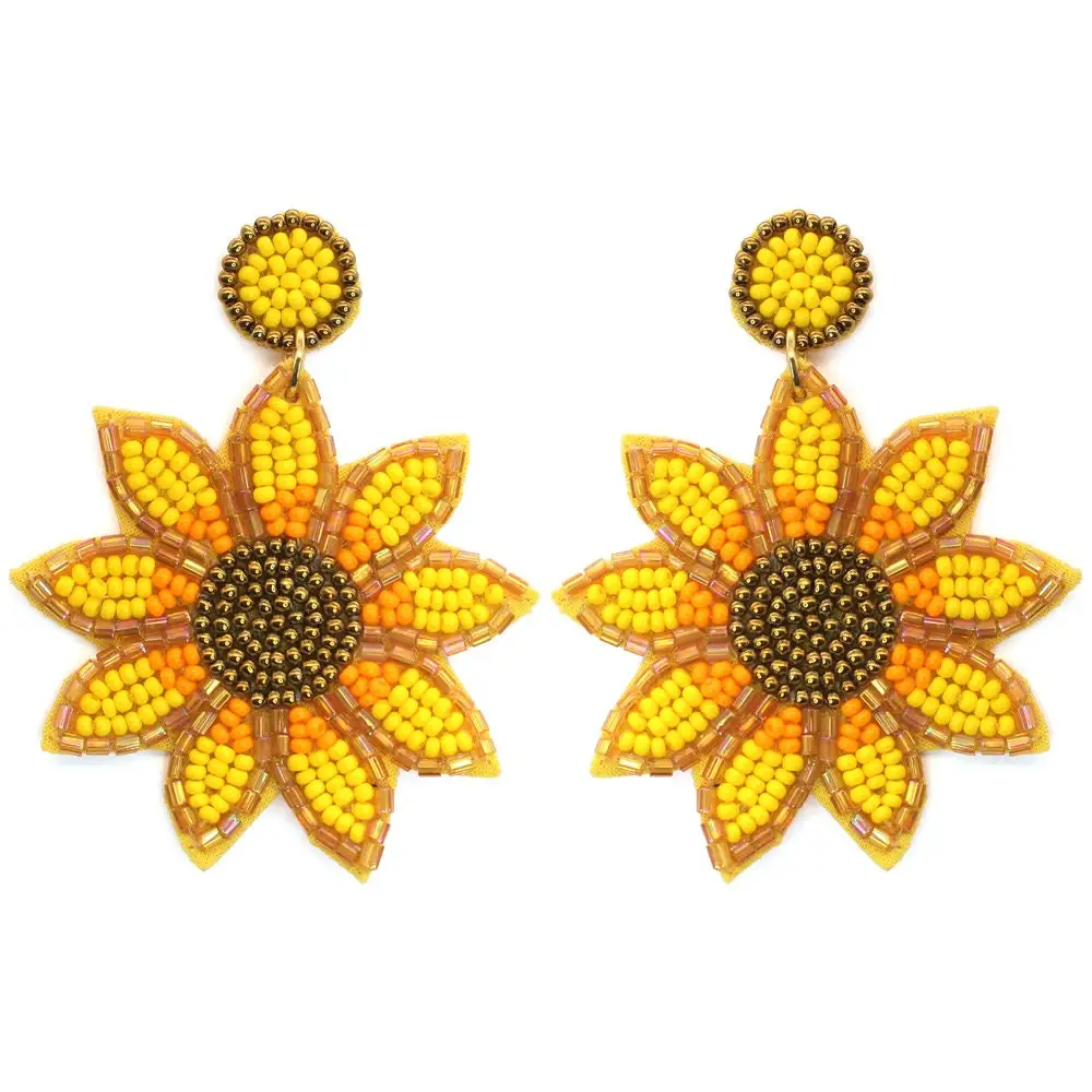 New fashion decorative party fashionable Seed Bead Sunflower Accented Teardrop Earring
