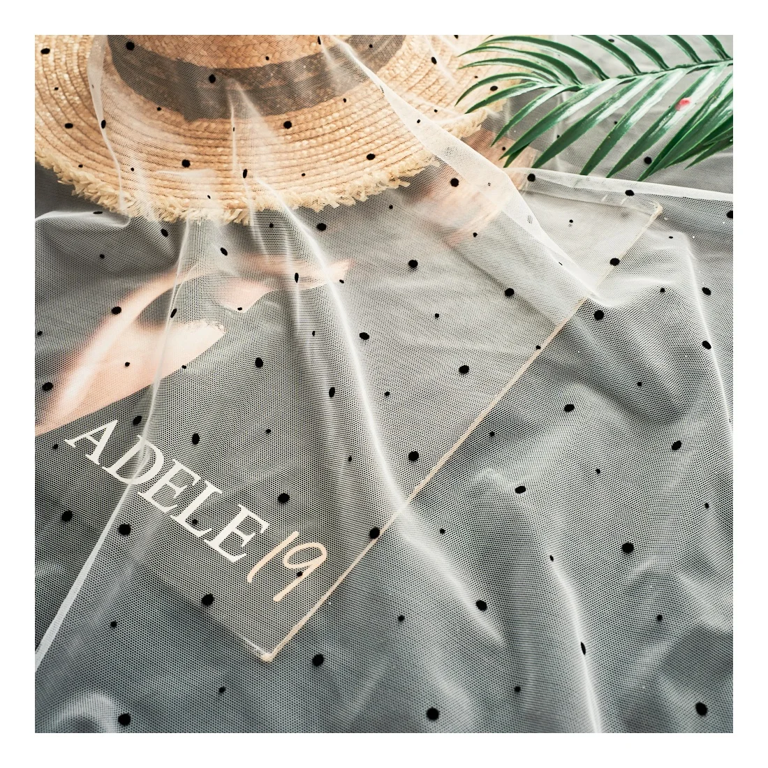 Fabric Supplier Hexagonal Net Tulle Fabric Dot Flocked High Quality Pattern Tulle Fabric