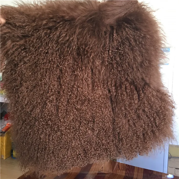 Factor Price Wholesale High Quality Tibetan Sheep Skin Cushion Fur Pillow Cover