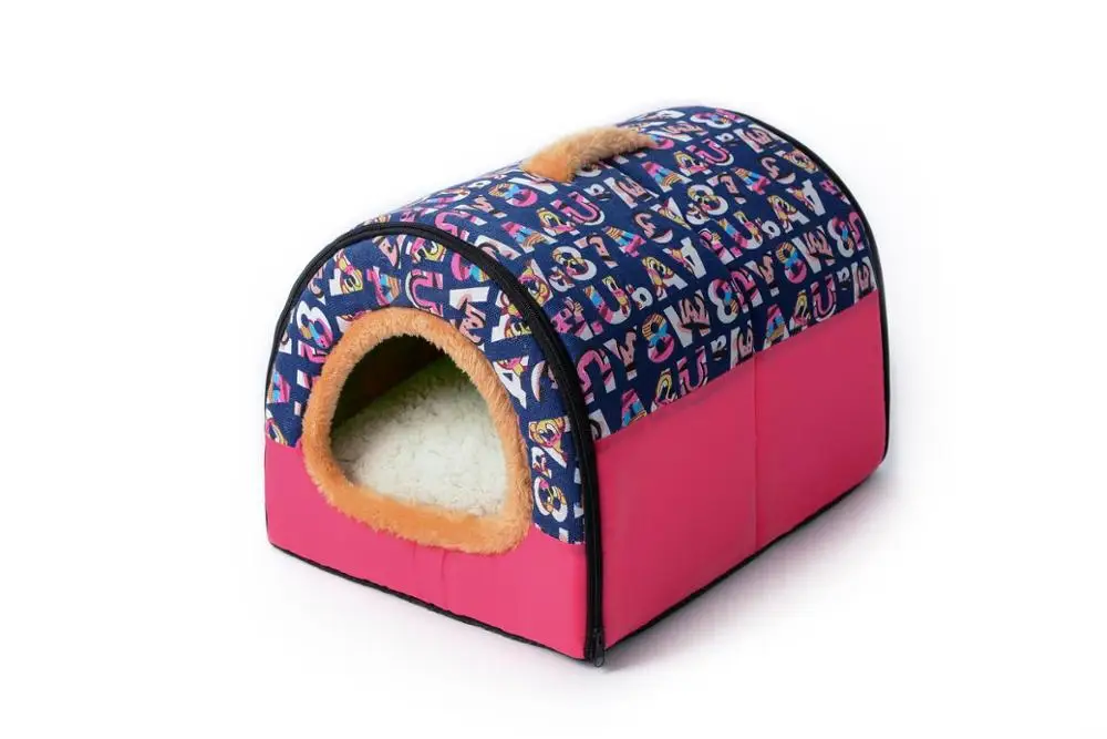 Multi functional warm breathable damp proof fluffy pet bed room with zipper