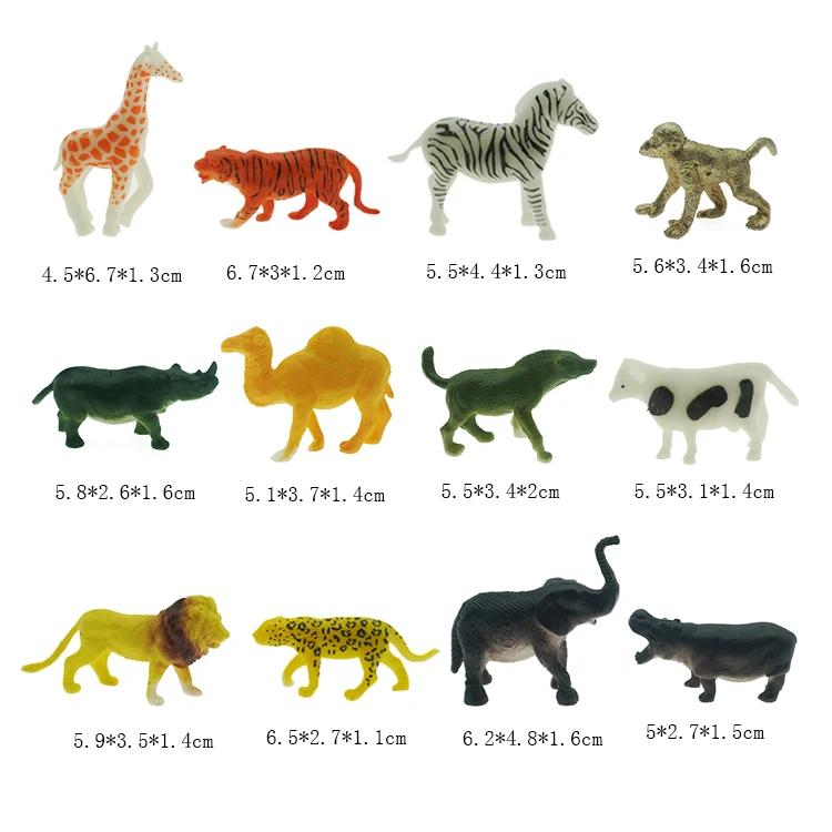 2023 New Products Plastic Solid Animals 12 Models Mixed For Kids Toys