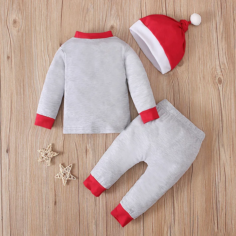 Hot Christmas Set Toddler Hat Sweat Shirt Pants 3 Pcs Christmas Clothing For Kids