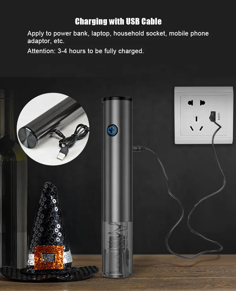 Sunway 2021 New Product Idea One-touch Automatic Electric Wine Bottle Opener with Foil Cutter