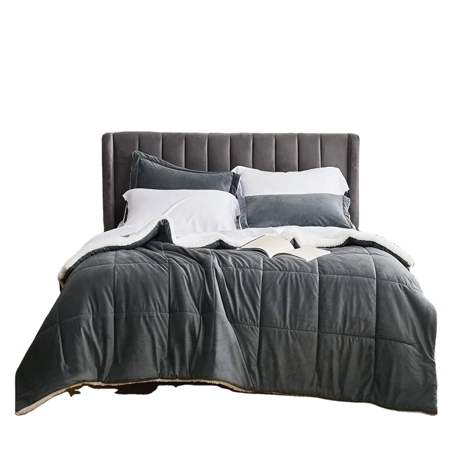 Soft warm double-sided fleece sets comforter bedroom quilted comforter quilt