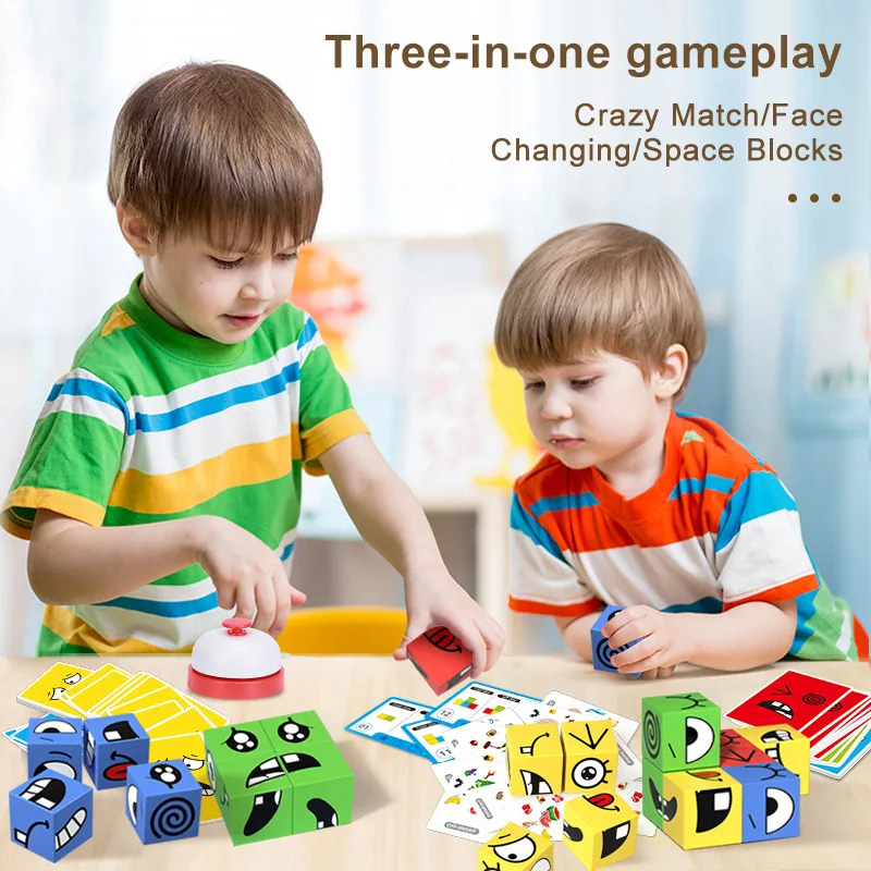 Cube Face Changing Magic Cube Building Blocks Game Matching Expression Puzzle Toy Board Games Match Puzzles Geometric Toy
