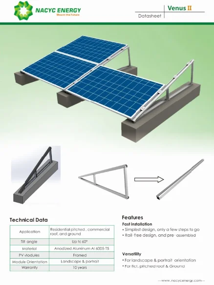 Home Flat Roof Solar Mounting System, Aluminum Roof Rack for Panels Solar Power System