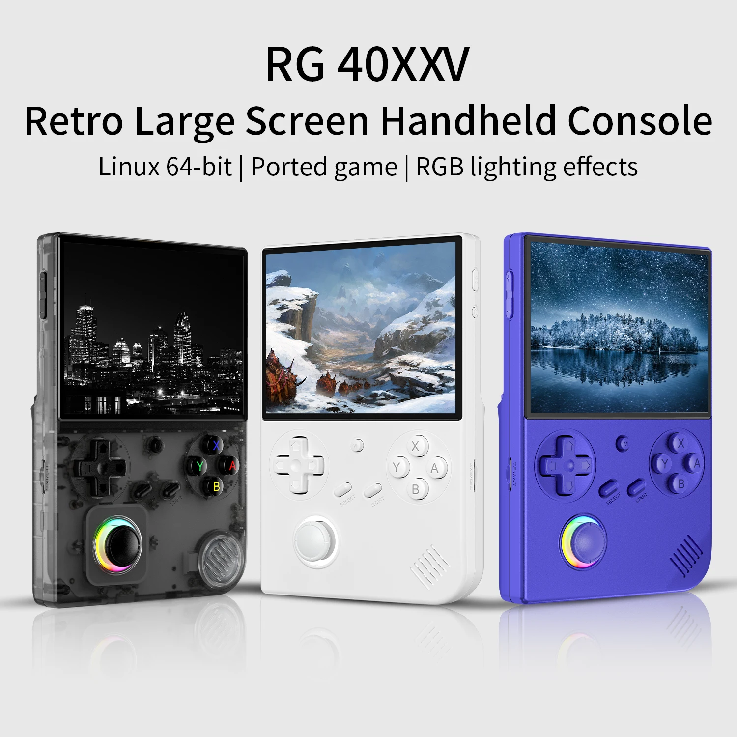 RG40XXV Game Consoles Long Battery Life HD Screen Dual Stick Control 64GB Handheld Retro RGB Light Video Game Consoles RG 40XXV
