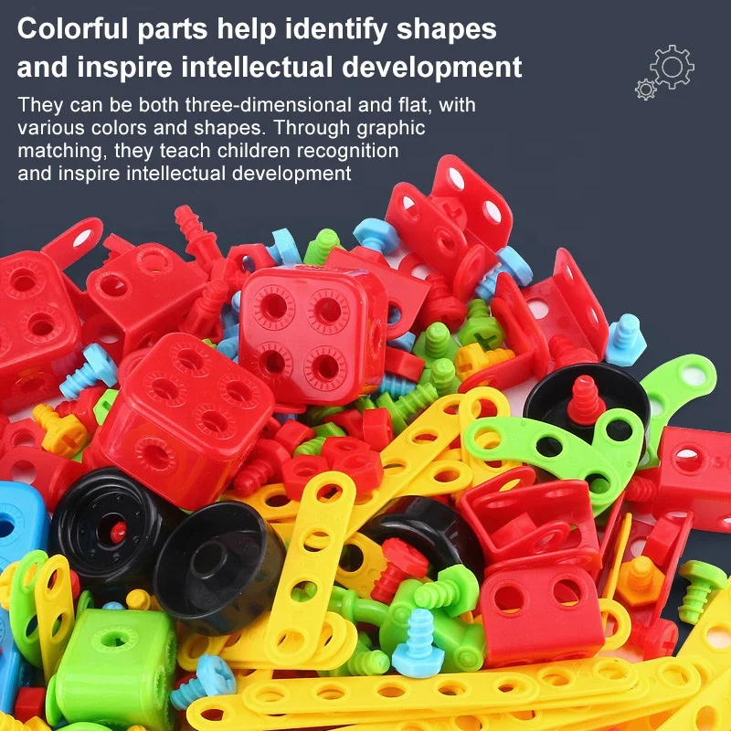 Child Screw Toys Electric Drill Tool Box Diy Develop Creative Building Block Boys Educational Building Block Nut Assembly Toys