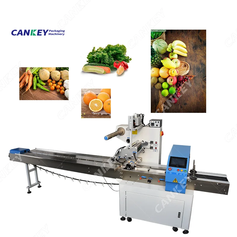 Fresh Vegetable Clean and Packaging Production Line Rotary Pillow Packing Machine Price