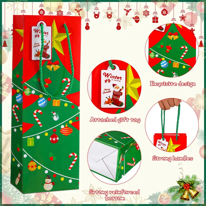 Wine Gift Bags Wine Bottles Wrap Bags with Handle Name Tags