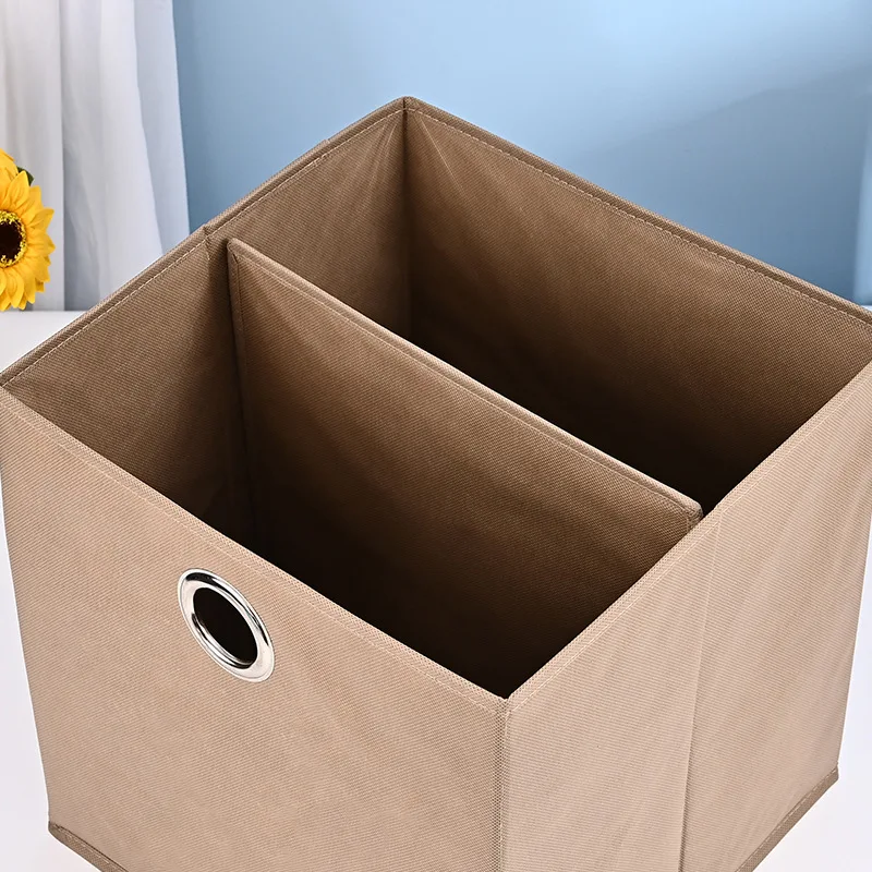 Foldable Non woven Fabric Storage Box Cubes Collapsible Cloth Baskets Open Storage Bins for Home Tidy  With Round Handles