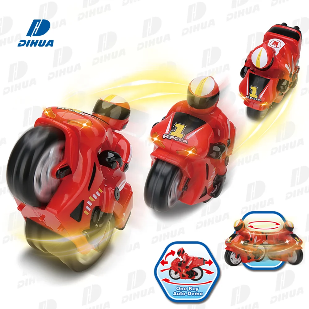 My Dream RC- 2.4G Remote Control Stunt Motorcycle w/ Light and Sound 360 Degree Spinning Action Forward Moving Vehicle for Kids