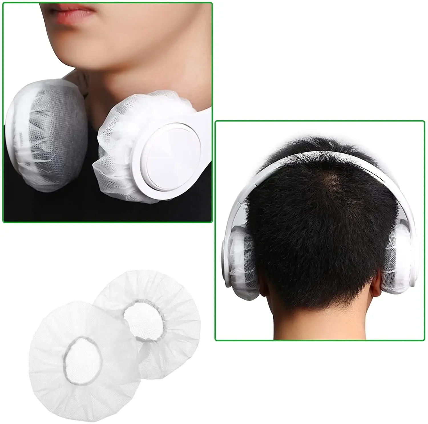 Disposable Non-woven Headphone Covers JUENYA Headset Ear Cushions Coating Dust Stretchable Sanitary Ear Pads Covers 100 PACK