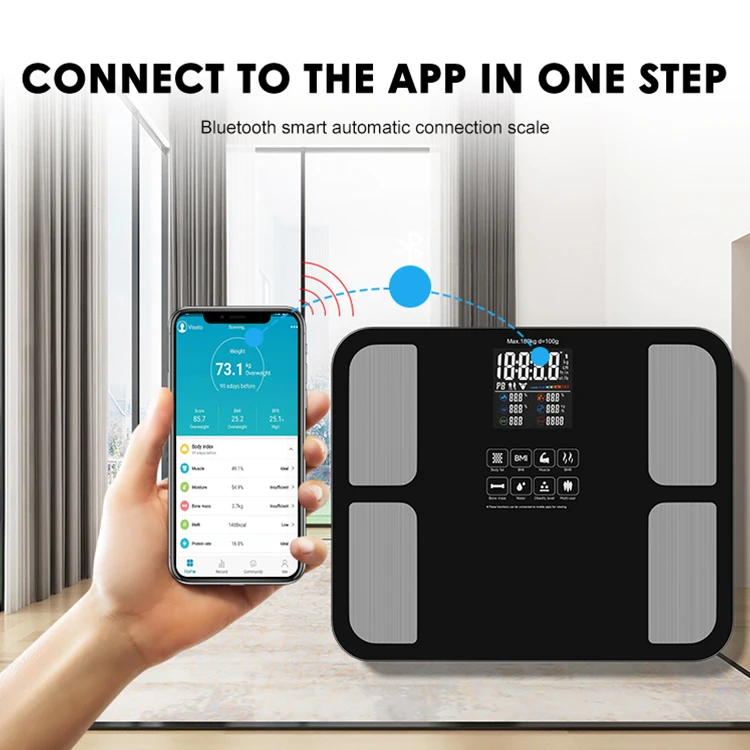 Hot Selling Big Screen Glass Smart Body Fat Scales Weight Machine Smart Scale With App