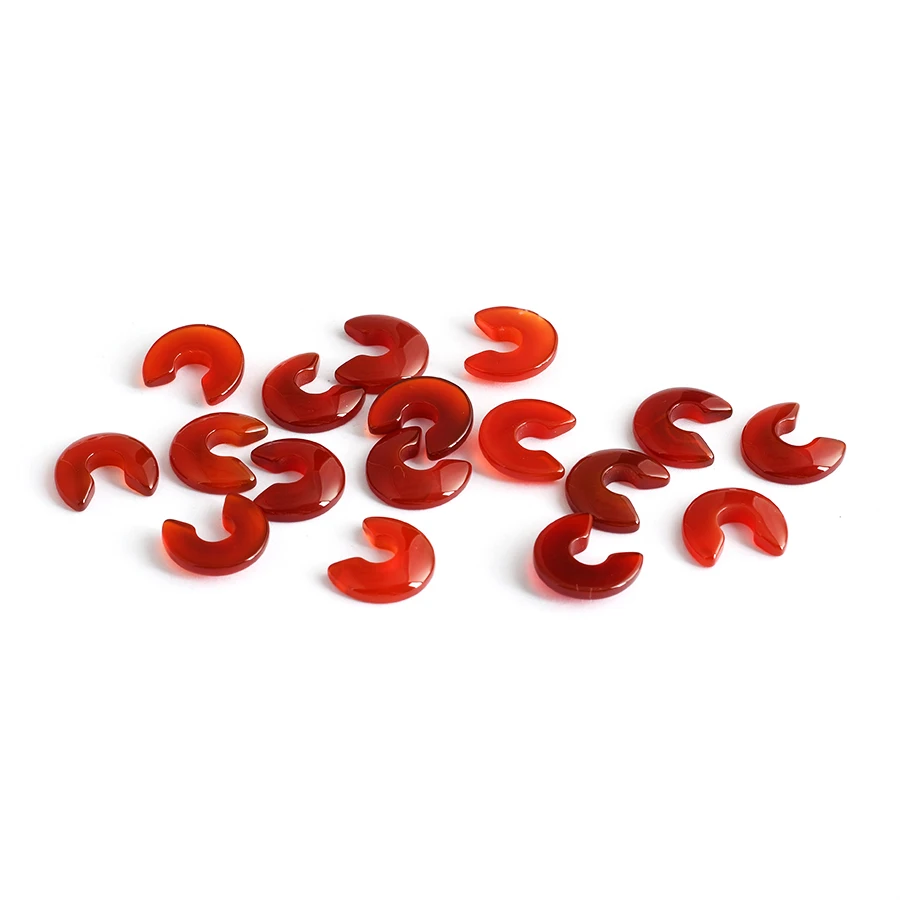 Natural Red onyx carving cutting semi circular arcs Polished bright agate gemstones For Earring pendant Red agate