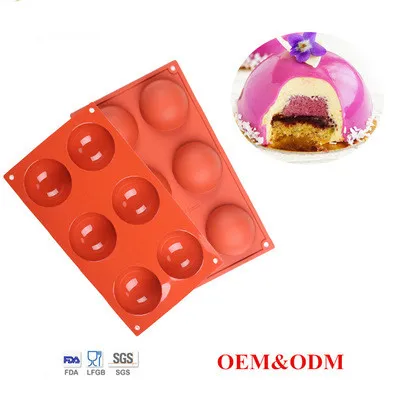 large 6-cavity semi sphere silicone mold baking mold for making hot chocolate bomb cake jelly dome mousse