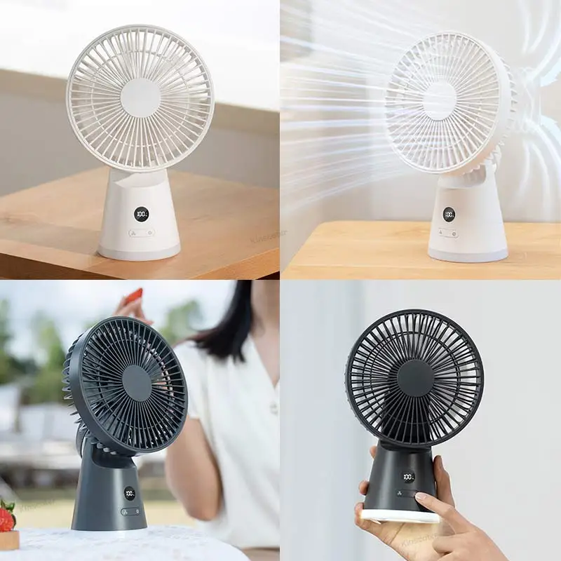 Rechargeable 3600mAh Portable Mini Desktop Fan Night Light Silent High Wind 5 Speed Air Cooler Small Desk Fan