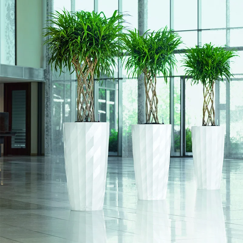 Mid Century Modern outdoor indoor large size plastic office maceta commercial flower pots with self watering system