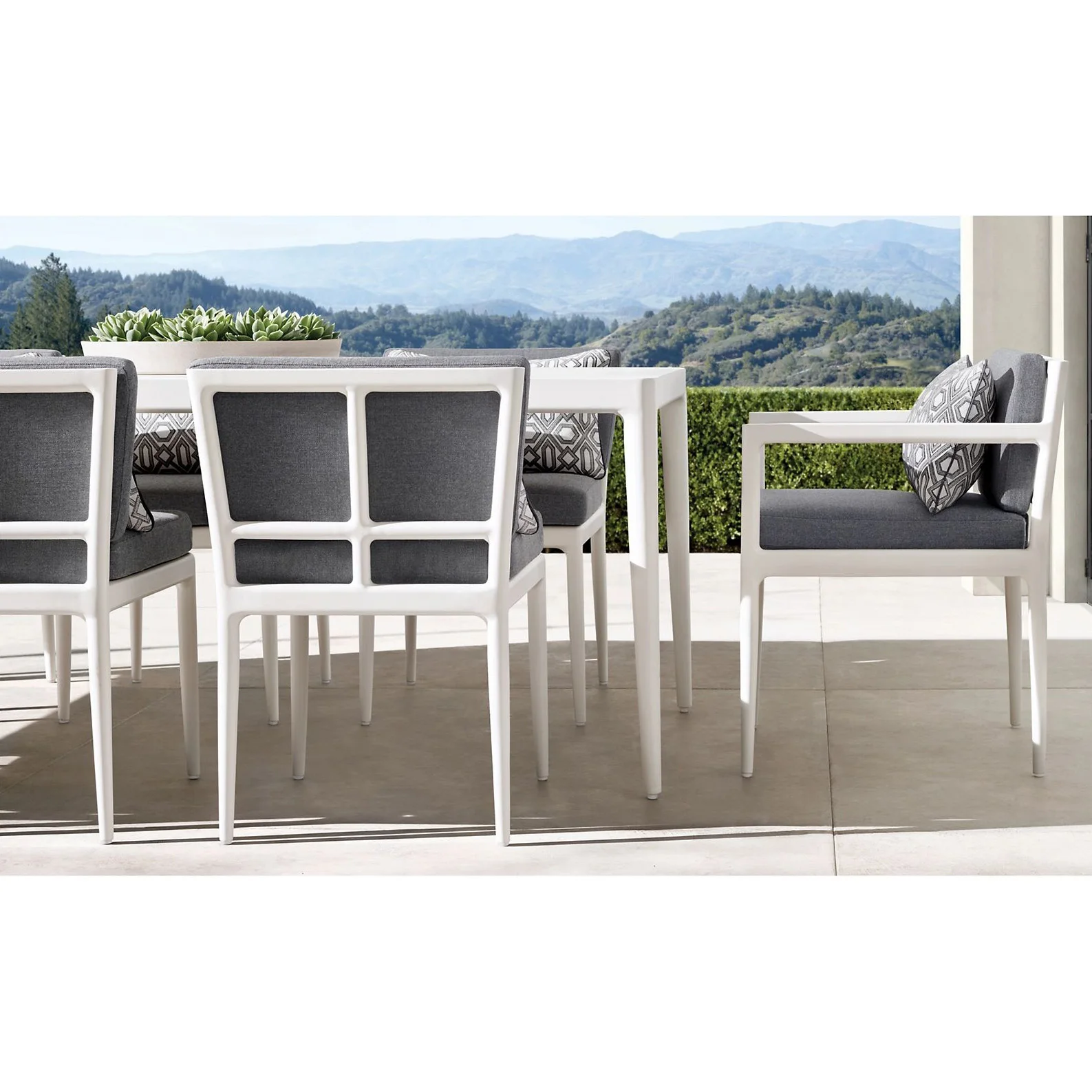 Back Cross Outdoor Garden Dining Tables and Chairs Set 6 Seater Villa Modern Aluminium Furniture