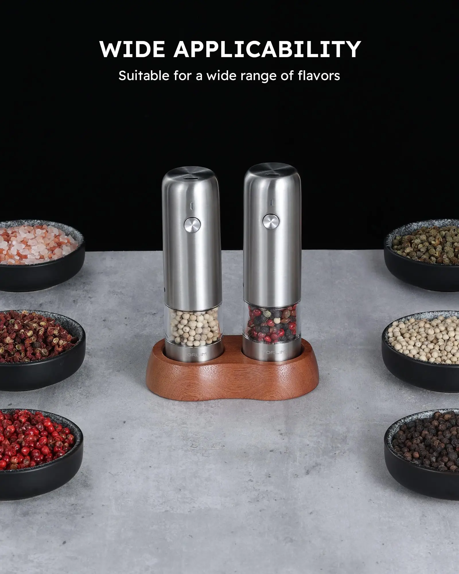 High quality rechargeable electric pepper and salt grinder set stainless steel electric pepper grinder