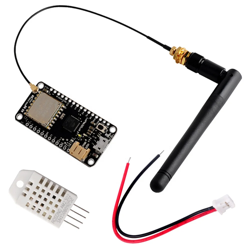 868MHz-915MHz LoRa32u4 II Temperature Humidity Sensor Kit LoRa Module with Antenna and DHT22 Temperature Sensor for Arduino