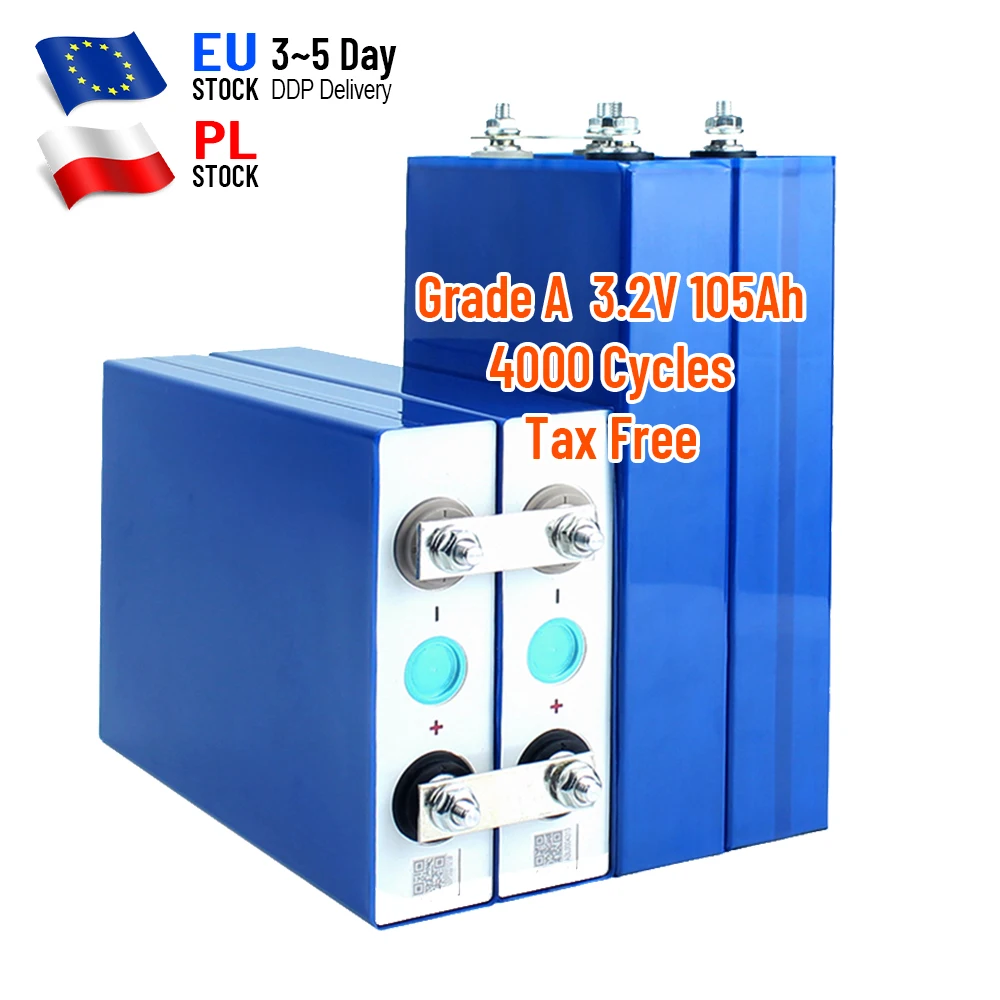 In stock EU free shipping 3.2V EVE 105ah LF105 original grade A 3C discharge max for solar boat RV system